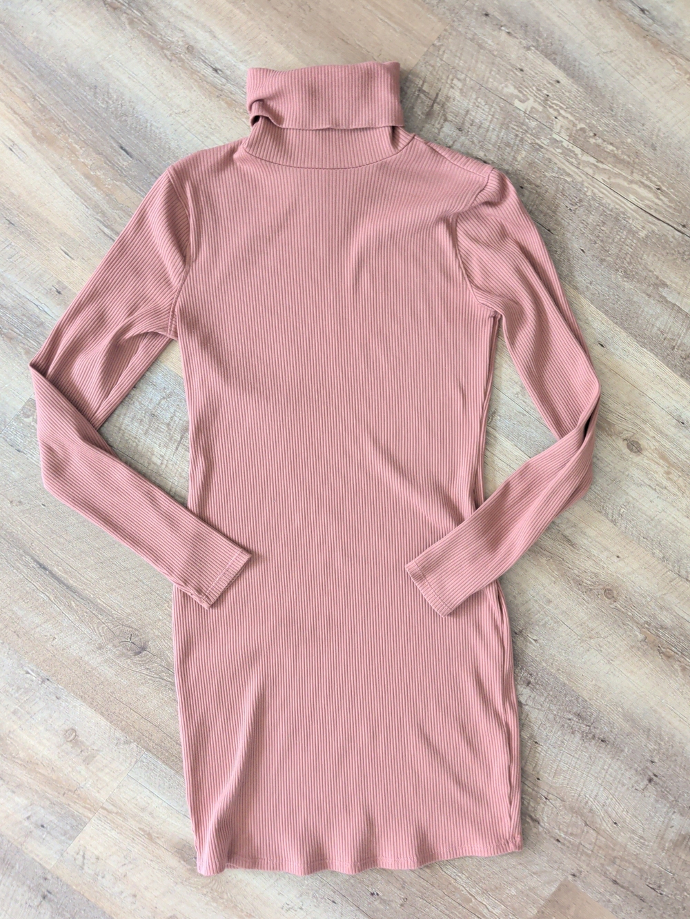wild fable Ribbed Turtleneck Long Sleeve Dress - Rust Pink